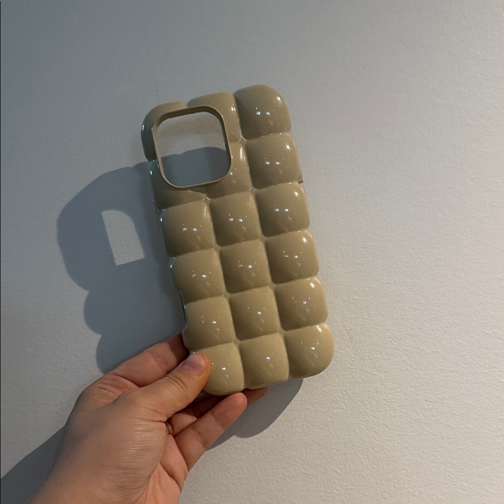 Tan Quilted iPhone 16 pro Max Case